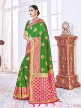 Green Banarasi Art Silk Woven Saree
